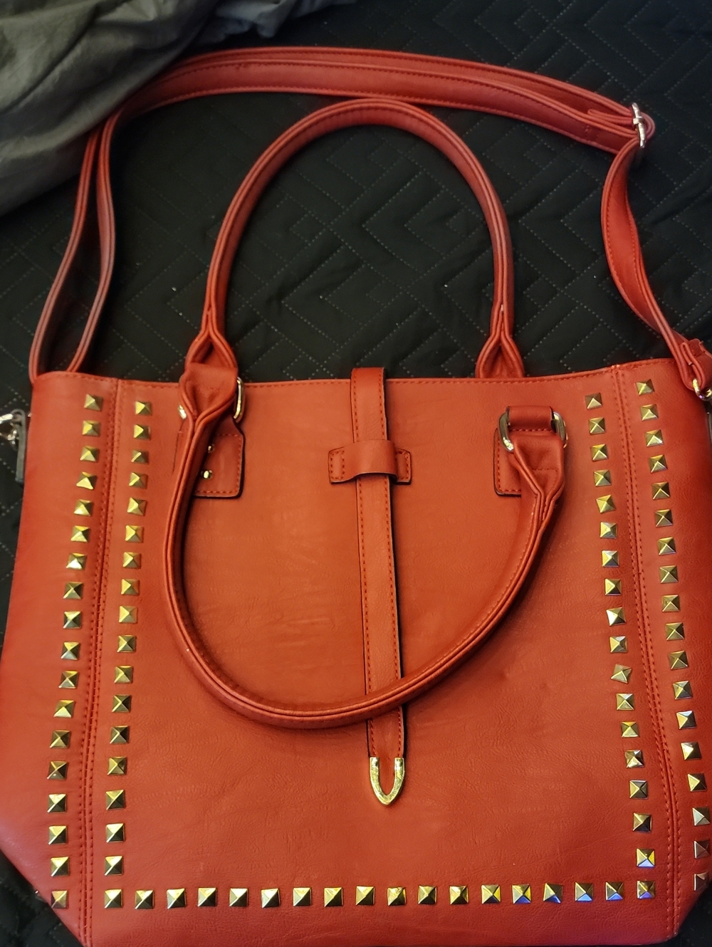 Women’s Red Studded Tote Bag - Stylish Everyday Carry